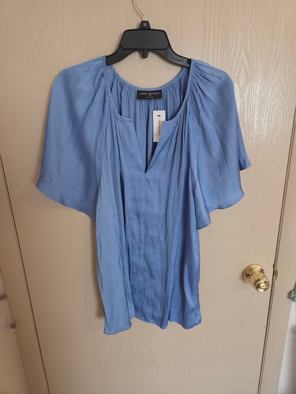 Lane Bryant Periwinkle Batwing Satin Blouse Womens Plus Size 18/20 NWT